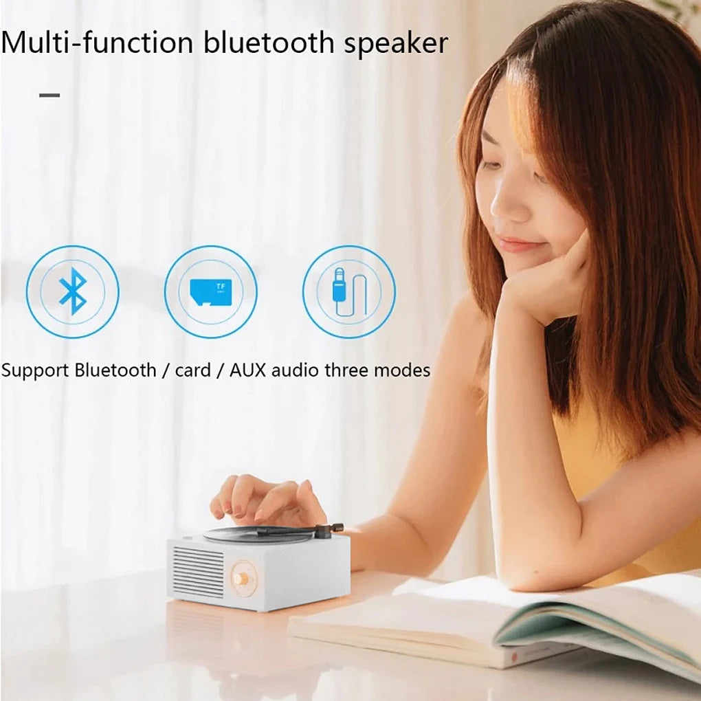 Vintage Multicolor Wireless Bluetooth Record Player Speaker - Perfect for Outdoor and Indoor Use!
