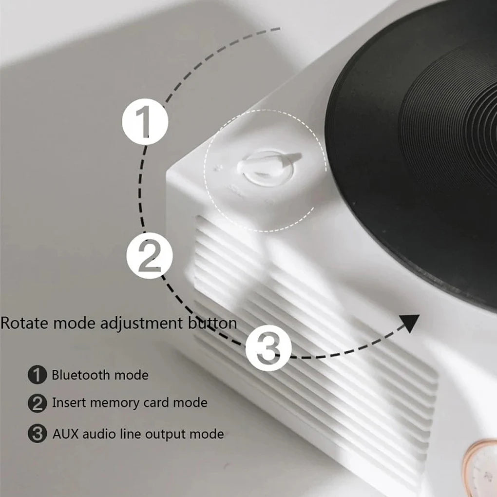 Vintage Multicolor Wireless Bluetooth Record Player Speaker - Perfect for Outdoor and Indoor Use!